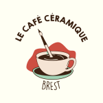 Logo avec une tasse à café et un pinceau en guise de cuillère